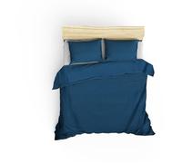 Completo letto - 1 copripiumino 220 x 240 cm + 2 federe 60 x 60 cm - 100% raso di cotone - Blu