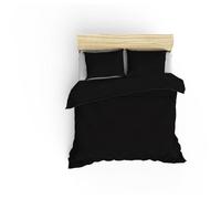 Completo letto - 1 copripiumino 220 x 240 cm + 2 federe 60 x 60 cm - 100% raso di cotone - Nero