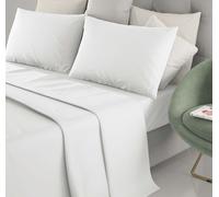 Completo Letto 1 Piazza E Mezza Cotone Irge Lenzuola Tinta Unita Bianco