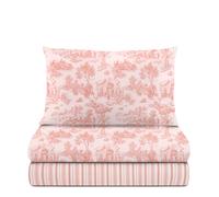 Completo letto 1 piazza e mezza rosa Toile de Jouy rosa