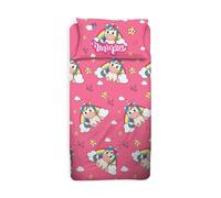 Completo Letto 3pz UNICORNO Bambina, Rosa, Lenzuola Sopra+Sotto+Federa