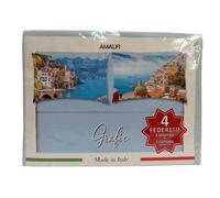 Completo Letto 2 Piazze Lenzuola Sopra e Sotto + 4 Federe Paesaggi Napoli Amalfi