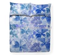 Completo letto lenzuola matrimoniale raso copriletto fiori moderno OPALE rosa az
