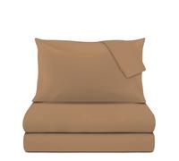 Completo letto matrimoniale cotone raso marrone