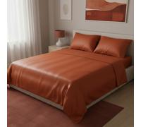 Completo letto matrimoniale cotone raso ruggine