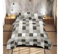 Completo Letto Matrimoniale No Stiro Set Lenzuola In Morbida Microfibra Anallergica Lenzuolo Sotto Con Angoli Elastici Fino 30 Cm, Lenzuolo Teso Sopra 2 Federe Prodotto Italiano - Chess Beige