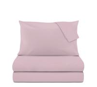 Completo letto matrimoniale rosa tinta unita cotone viola