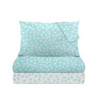 Completo letto piazza 1/2 - poli fiore azzurro