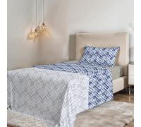 COMPLETO LETTO PIAZZA E MEZZA NO STIRO FANTASY - Prodotto in Italia - Microfibra - Sopra 180x270 cm, Sotto 120x200 cm con Angoli Elasticizzati 25 cm, Federa 50x80 cm - Rombi