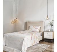 COMPLETO LETTO PIAZZA E MEZZA NO STIRO KARMA - Prodotto in Italia - Microfibra - Sopra 180x270 cm, Sotto 120x200 cm con Angoli Elasticizzati 25 cm, Federa 50x80 cm - BOUQUET ROSA