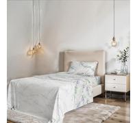 COMPLETO LETTO PIAZZA E MEZZA NO STIRO KARMA - Prodotto in Italia - Microfibra - Sopra 180x270 cm, Sotto 120x200 cm con Angoli Elasticizzati 25 cm, Federa 50x80 cm - BOUQUET BLU