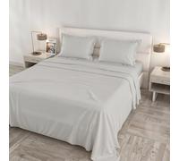 Completo Letto RASO CLOE Matrimoniale Maxi 100% Cotone Made in Italy - Set Lenzuola, 2 Federe con Volant, Lenzuolo Sopra 260x300 cm, Lenzuolo Sotto 180x200 cm - GRIGIO CHIARO