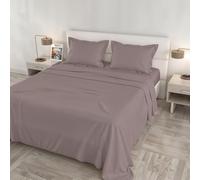 Completo Letto RASO CLOE Matrimoniale Maxi 100% Cotone Made in Italy - Set Lenzuola, 2 Federe con Volant, Lenzuolo Sopra 260x300 cm, Lenzuolo Sotto 180x200 cm - ROSA ANTICO