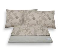 Completo Letto Set Lenzuola Federe Fantasia Lilly Beige Grigio Azzurro Cotone