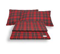 Completo Letto Set Lenzuola Federe Fantasia Scozzese Kilt Rosso 100% Cotone