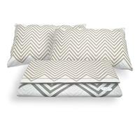 Completo Letto Set Lenzuola Federe Fantasia Zig Zag Beige o Verde 100% Cotone