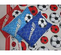 Completo Letto Singolo Disegno SQUADRE Di CALCIO Rosso-Nero-Azzurro-Bianco Celeste 100% Cotone In Fibra Naturale MADE IN ITALY ..Misure MAXI Novità 2021!!!! (Bianco-Celeste)