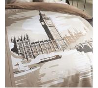 Completo letto - TODAY - JAVA - 2 persone - 240x220 cm - Cotone - Stampa Londra - Beige