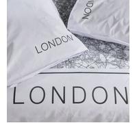 Completo letto - TODAY - JAVA - 2 persone - 240x220 cm - Cotone - Stampa Londra - Bianco