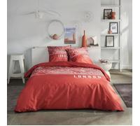 Completo letto - TODAY - JAVA - 2 persone - 240x220 cm - Cotone - Stampa Londra - Rosso