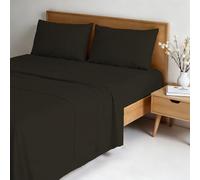 Completo letto WATER WASHED Matrimoniale in Microfibra, Set Lenzuola Letto Matrimoniale 4 pezzi Lenzuolo Sotto con Angoli 170x200, Lenzuolo Sopra 240x270, Coppia federe - MARRONE