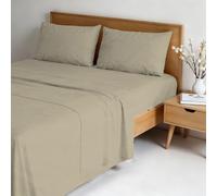 Completo letto WATER WASHED Matrimoniale in Microfibra, Set Lenzuola Letto Matrimoniale 4 pezzi Lenzuolo Sotto con Angoli 170x200, Lenzuolo Sopra 240x270, Coppia federe - SABBIA