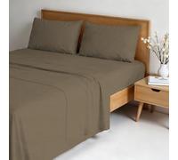 Completo letto WATER WASHED Matrimoniale in Microfibra, Set Lenzuola Letto Matrimoniale 4 pezzi Lenzuolo Sotto con Angoli 170x200, Lenzuolo Sopra 240x270, Coppia federe - NOCCIOLA