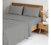 Completo letto WATER WASHED Matrimoniale in Microfibra, Set Lenzuola Letto Matrimoniale 4 pezzi Lenzuolo Sotto con Angoli 170x200, Lenzuolo Sopra 240x270, Coppia federe - GRIGIO CHIARO