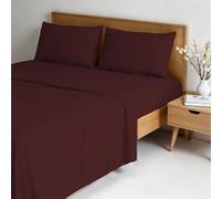 Completo letto WATER WASHED Matrimoniale in Microfibra, Set Lenzuola Letto Matrimoniale 4 pezzi Lenzuolo Sotto con Angoli 170x200, Lenzuolo Sopra 240x270, Coppia federe - BORDEAUX