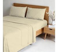 Completo letto WATER WASHED Matrimoniale in Microfibra, Set Lenzuola Letto Matrimoniale 4 pezzi Lenzuolo Sotto con Angoli 170x200, Lenzuolo Sopra 240x270, Coppia federe - CREMA