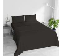 Completo letto WATER WASHED Matrimoniale, Set Lenzuola Letto Matrimoniale 4 pezzi Lenzuolo Sotto con Angoli 170x200, Lenzuolo Sopra 240x270, Coppia federe - MARRONE