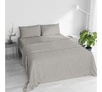 Completo letto WATER WASHED Matrimoniale, Set Lenzuola Letto Matrimoniale 4 pezzi Lenzuolo Sotto con Angoli 170x200, Lenzuolo Sopra 240x270, Coppia federe - SABBIA