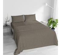 Completo letto WATER WASHED Matrimoniale, Set Lenzuola Letto Matrimoniale 4 pezzi Lenzuolo Sotto con Angoli 170x200, Lenzuolo Sopra 240x270, Coppia federe - NOCCIOLA