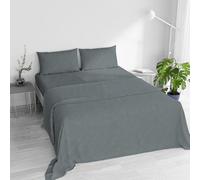 Completo letto WATER WASHED Matrimoniale, Set Lenzuola Letto Matrimoniale 4 pezzi Lenzuolo Sotto con Angoli 170x200, Lenzuolo Sopra 240x270, Coppia federe - GRIGIO CHIARO