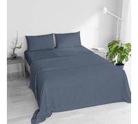 Completo letto WATER WASHED Matrimoniale, Set Lenzuola Letto Matrimoniale 4 pezzi Lenzuolo Sotto con Angoli 170x200, Lenzuolo Sopra 240x270, Coppia federe - BLU