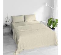 Completo letto WATER WASHED Matrimoniale, Set Lenzuola Letto Matrimoniale 4 pezzi Lenzuolo Sotto con Angoli 170x200, Lenzuolo Sopra 240x270, Coppia federe - CREMA