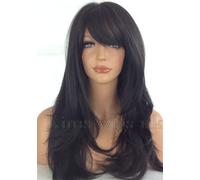 Completo Lungo Parrucca Alla Moda da Donna Nero/Marrone Scuro Calore Resistente