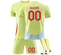 Completo Maglia da Calcio per Bambini Stagione 2024/2025 - Maglia Personalizzabile con Numero e Nome - Kit Completo casa/Trasferta + Pantaloncini e Calzettoni Maglia Spagna 02