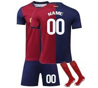Completo Maglia da Calcio per Bambini Stagione 2024/2025 - Maglia Personalizzabile con Numero e Nome - Kit Completo casa/Trasferta + Pantaloncini e Calzettoni A03