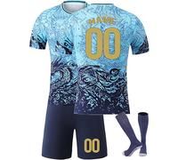 Completo Maglia da Calcio per Bambini Stagione 2024/2025 - Maglia Personalizzabile con Numero e Nome - Kit Completo casa/Trasferta + Pantaloncini e Calzettoni A