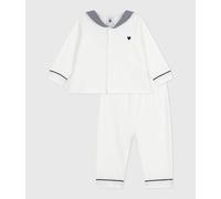 Completo nanna 2 pezzi in cotone unisex con colletto alla marinara Petit Bateau - bianco - Taglia 24 mesi 24M bianco