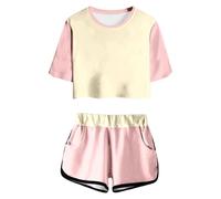 Completo Neonato Estivo,Completo Estivo Bambina Outfit Abbigliamento Set per Il Tempo Libero Design Regalo Festivo T Shirt Manica Corta e Pantaloncini Bambini di 5-14 Anni