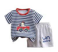 Completo Neonato Estivo Coordinato Tuta Neonata Pagliaccetto Maniche Corte con Bottoni Bimbo Completini e Coordinati Gentiluomo Set Spiaggia Bretelle di 2 Pezzi da Ginnastica Taglie 6 a 14 an
