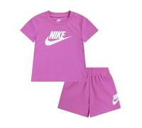 Completo nike bambina t-shirt e shorts rosa e bianco