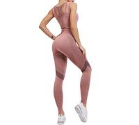 Completo Palestra Donna Push Up Set di Abbigliamento Sportivo da Yoga Reggiseno Sportivo+Leggings Sportivi 2 Pezzi Kit Palestra Leggins e Top Fitness Push Up Pantaloni a Vita Alta Pilates Jogging