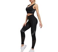 Completo Palestra Donna Push Up Set di Abbigliamento Sportivo da Yoga Reggiseno Sportivo+Leggings Sportivi 2 Pezzi Kit Palestra Leggins e Top Fitness Push Up Pantaloni a Vita Alta Pilates Jogging