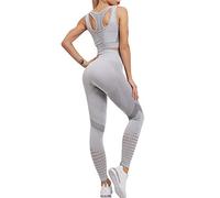 Completo Palestra Donna Push Up Set di Abbigliamento Sportivo da Yoga Reggiseno Sportivo+Leggings Sportivi 2 Pezzi Kit Palestra Leggins e Top Fitness Push Up Pantaloni a Vita Alta Pilates Jogging