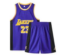 Completo Pallacanestro Bambino, 2 Pezzi Completo Pallacanestro Ragazzo, Magliette e Pantaloncini da Pallacanestro, Canotta Basket Bambino e Pantaloncin, Completino Basket(Viola#23,XXL,11-14 Anni)
