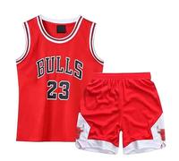 Completo Pallacanestro Bambino, 2 Pezzi Completo Pallacanestro Ragazzo, Magliette e Pantaloncini da Pallacanestro, Canotta Basket Bambino e Pantaloncin, Completino Basket 4-14 Annii(Rosso,XL,9-10Anni)