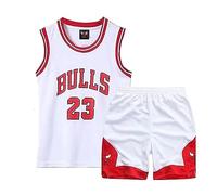 Completo Pallacanestro Bambino, 2 Pezzi Completo Pallacanestro Ragazzo, Magliette e Pantaloncini da Pallacanestro, Canotta Basket Bambino e Pantaloncin, Completino Basket 4-14 Anni(Bianco,XL,9-10Anni)